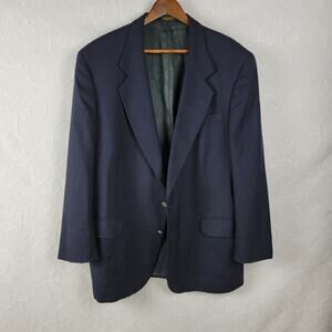 Oscar De La Renta Mens Blazer 43R Navy Blue Gold Buttons Tailored Fit Sport Coat